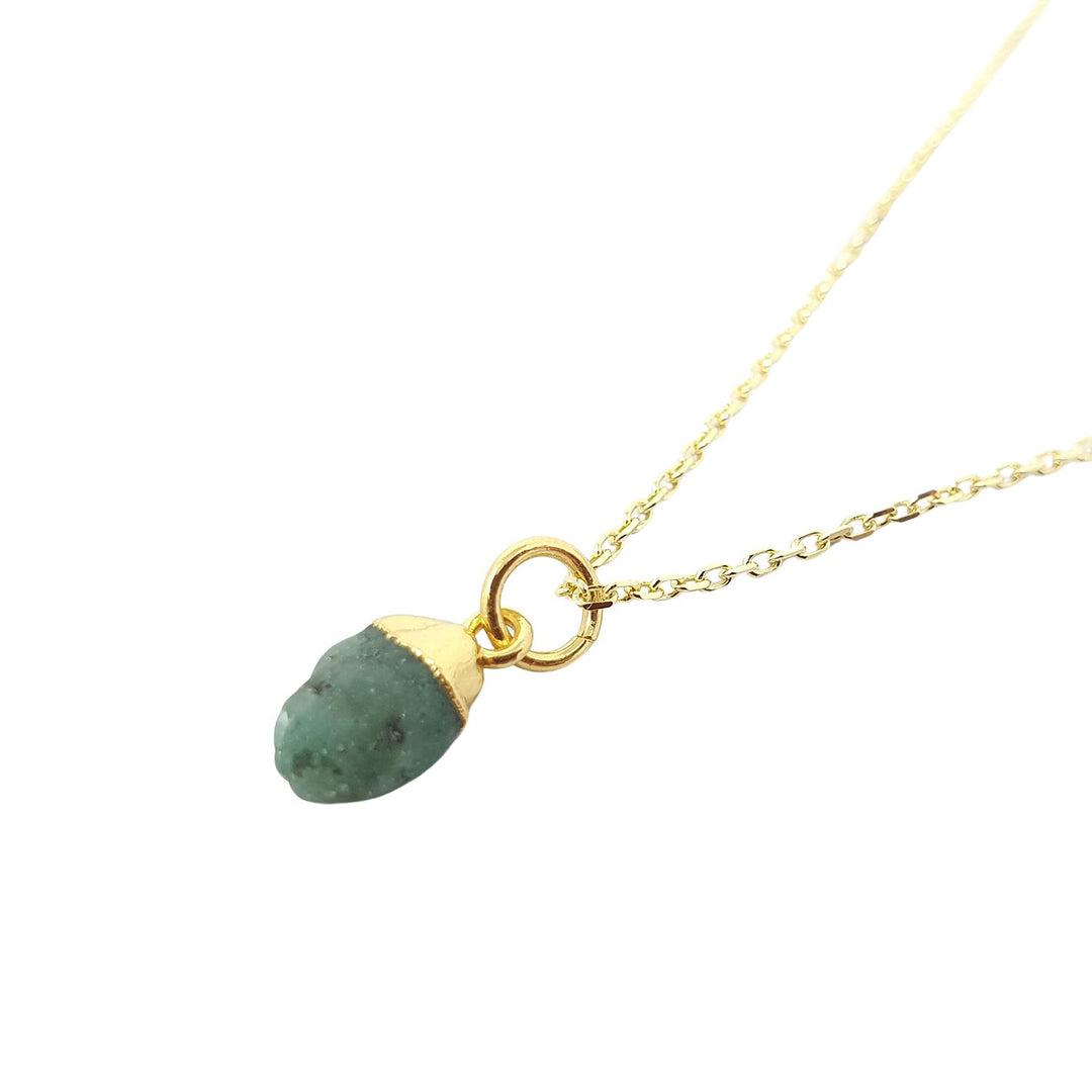 Raw Emerald Gold Plated May Birthstone Necklace