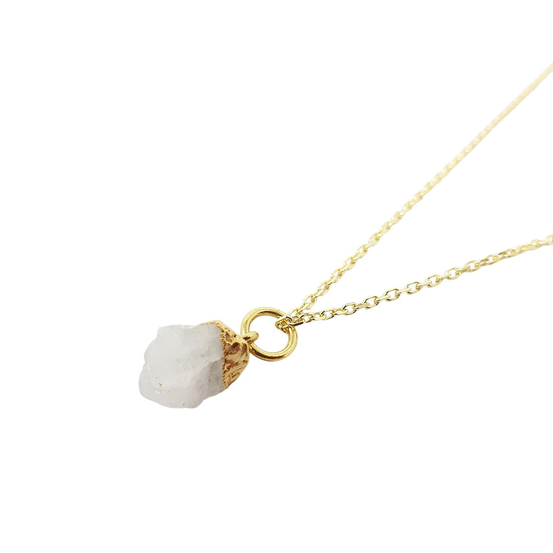 Raw Moonstone Gold Plated June Birthstone Necklace