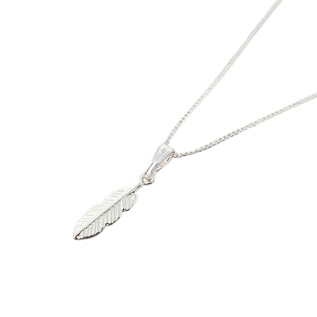 Small Feather Charm Sterling Silver Necklace