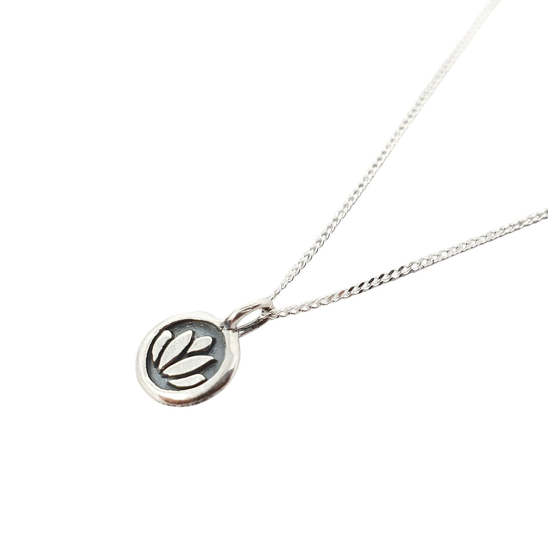 Sterling Silver Mini Lotus Charm Necklace