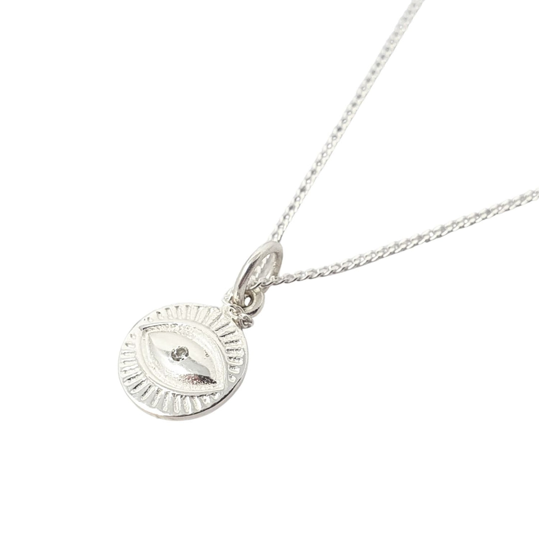 Minimalist Eye Charm Sterling Silver Good Luck Necklace