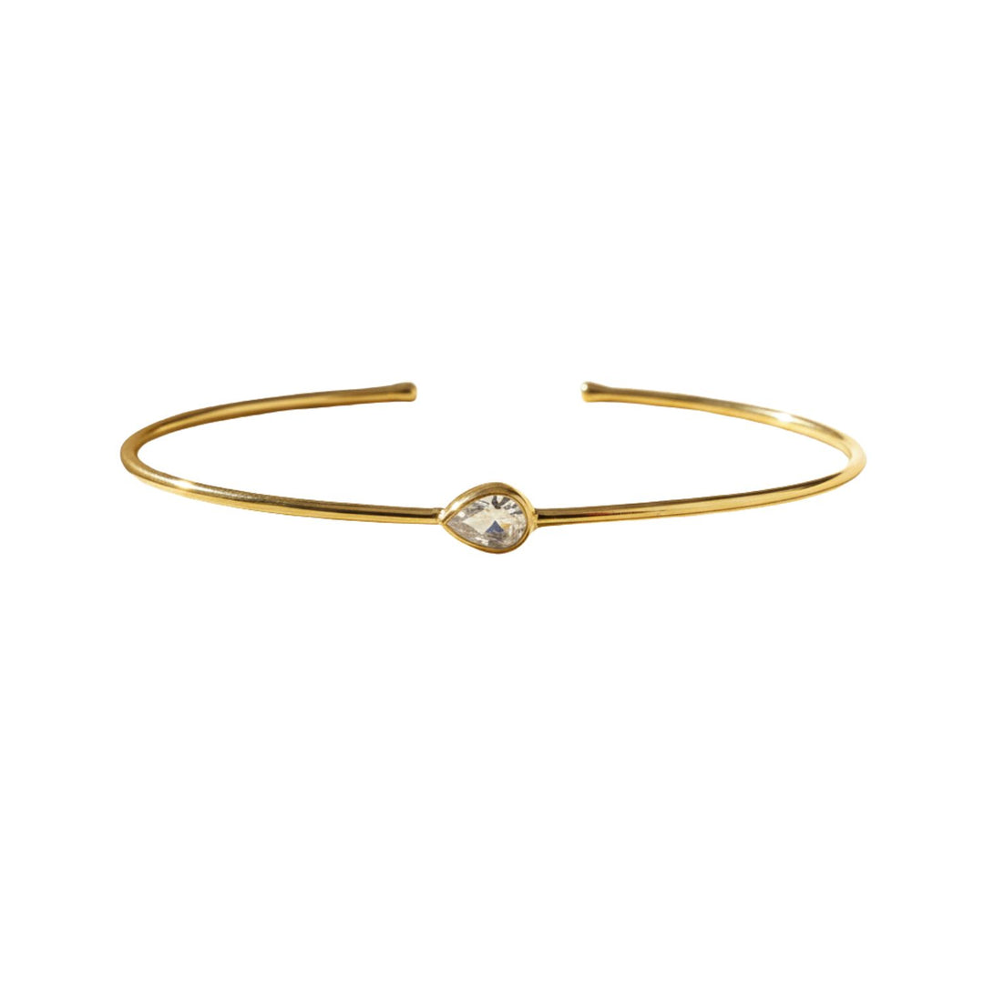 18ct Gold Plated White Topaz April Birthstone Bangle