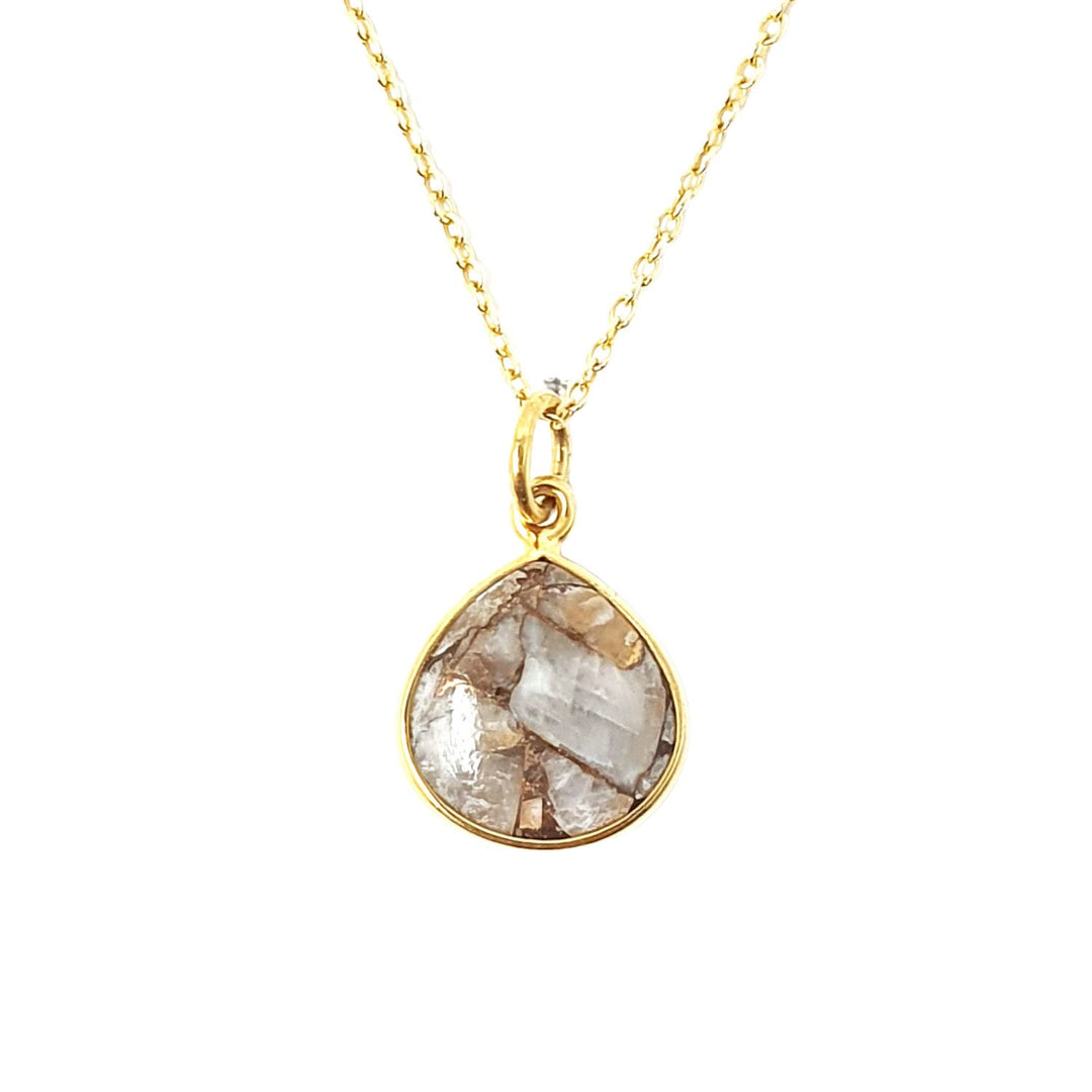18ct Gold Vermeil Plated White Calcite Necklace