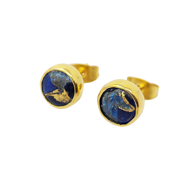 Sapphire September Birthstone Stud Gold Plated Earrings
