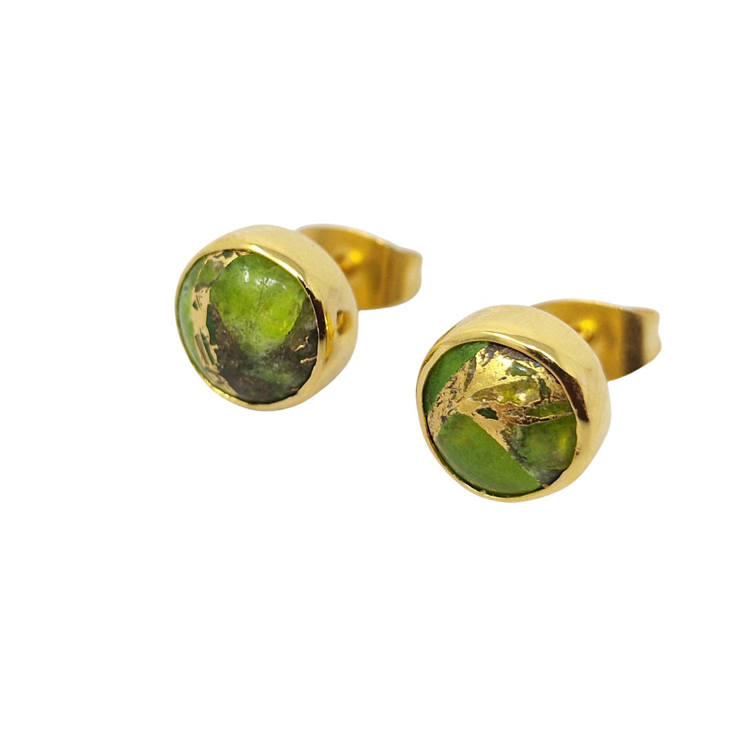 Peridot August Birthstone Stud Gold Plated Earrings