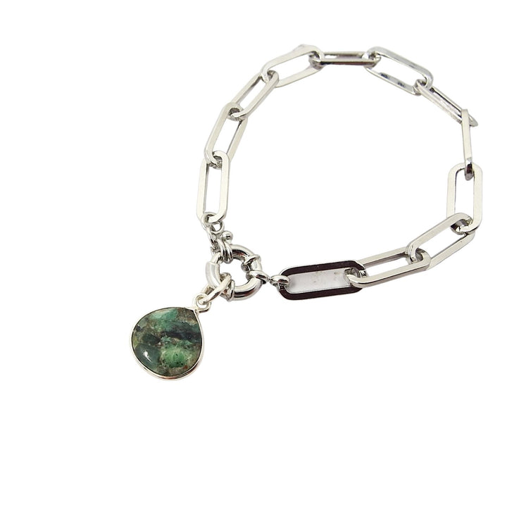 Silver Emerald May Birthstone Crystal Bracelet