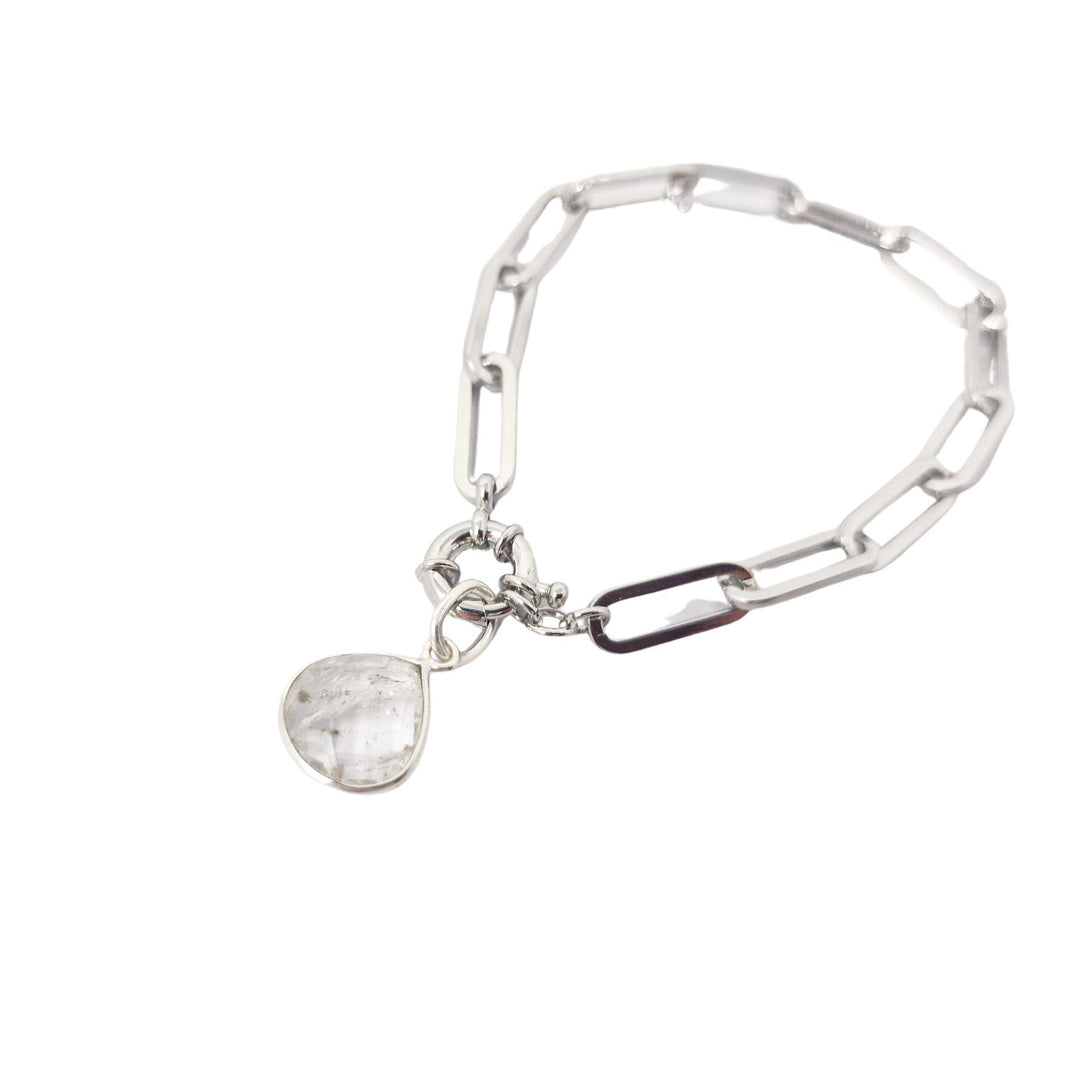 Silver Herkimer Diamond April Birthstone Bracelet