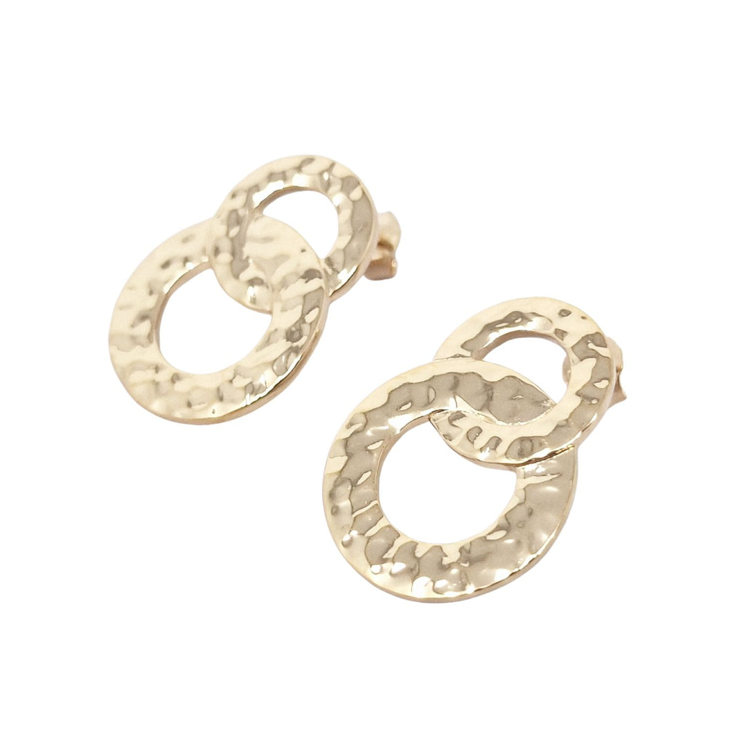 18ct Gold Plated Double Hoop Drop Earrings