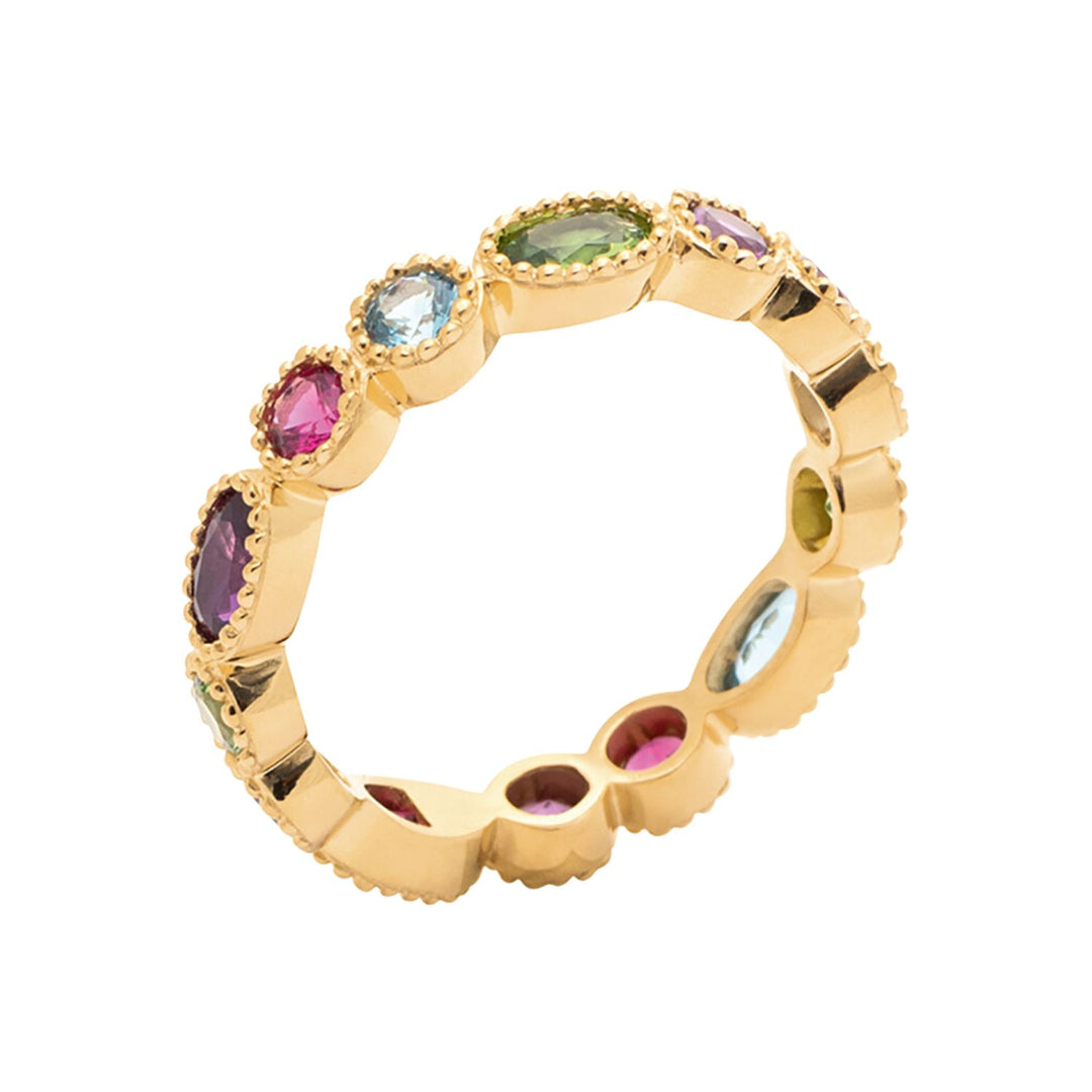 18ct Gold Plated Colourful Stones Eternity Ring