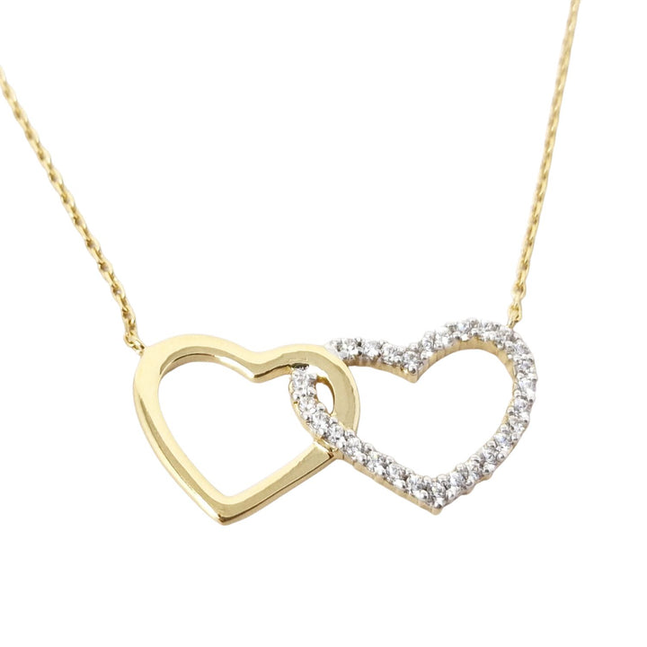 18ct Gold Plated Interlocking Double Hearts Necklace
