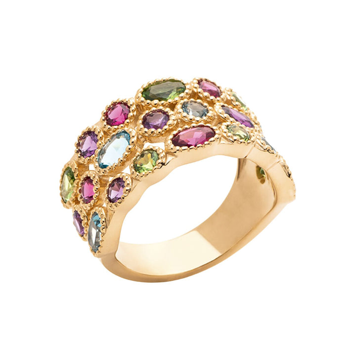 18ct Gold Plated Multi Colour Gemstone Ring