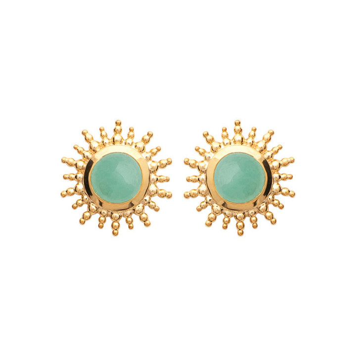 18ct Gold Vermeil Plated Aventurine Healing Stone Earrings