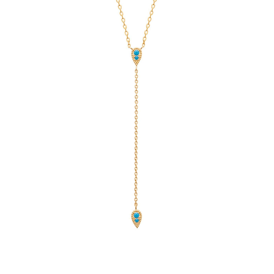 18ct Gold Vermeil Plated Blue Turquoise Necklace