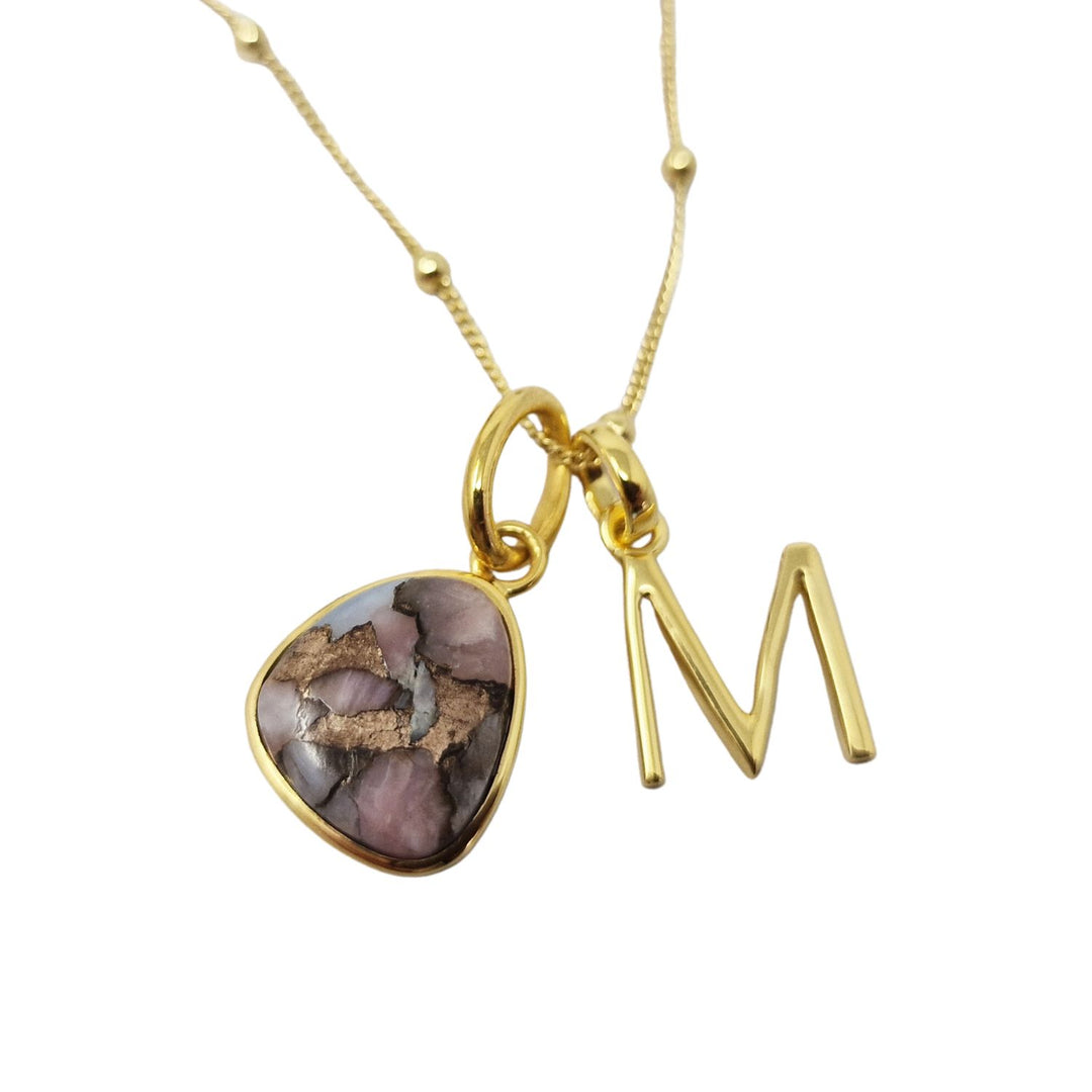 18ct Gold Vermeil Plated Opal Initial Necklace