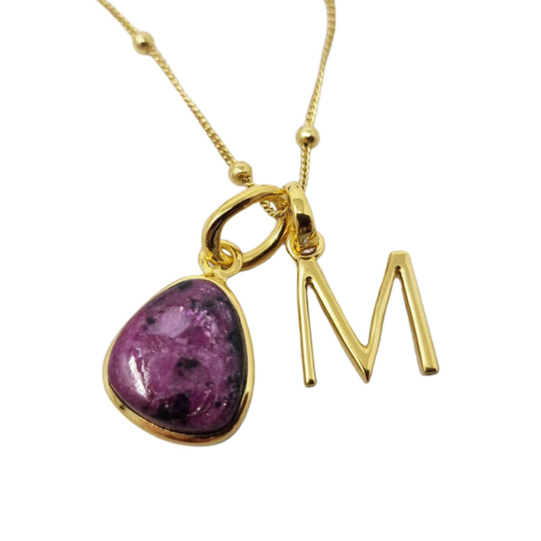 18ct Gold Vermeil Plated Ruby Initial Necklace