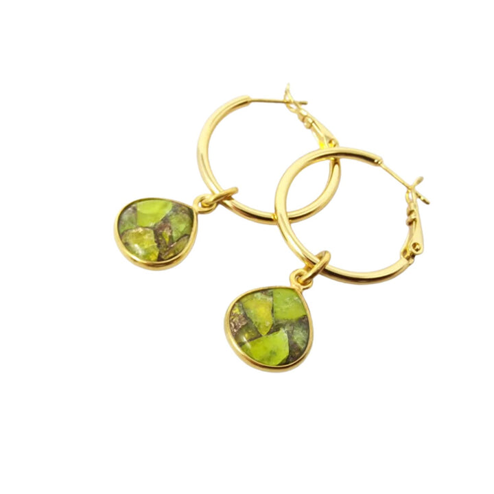 Peridot August Birthstone Gold Plated Round Hoops