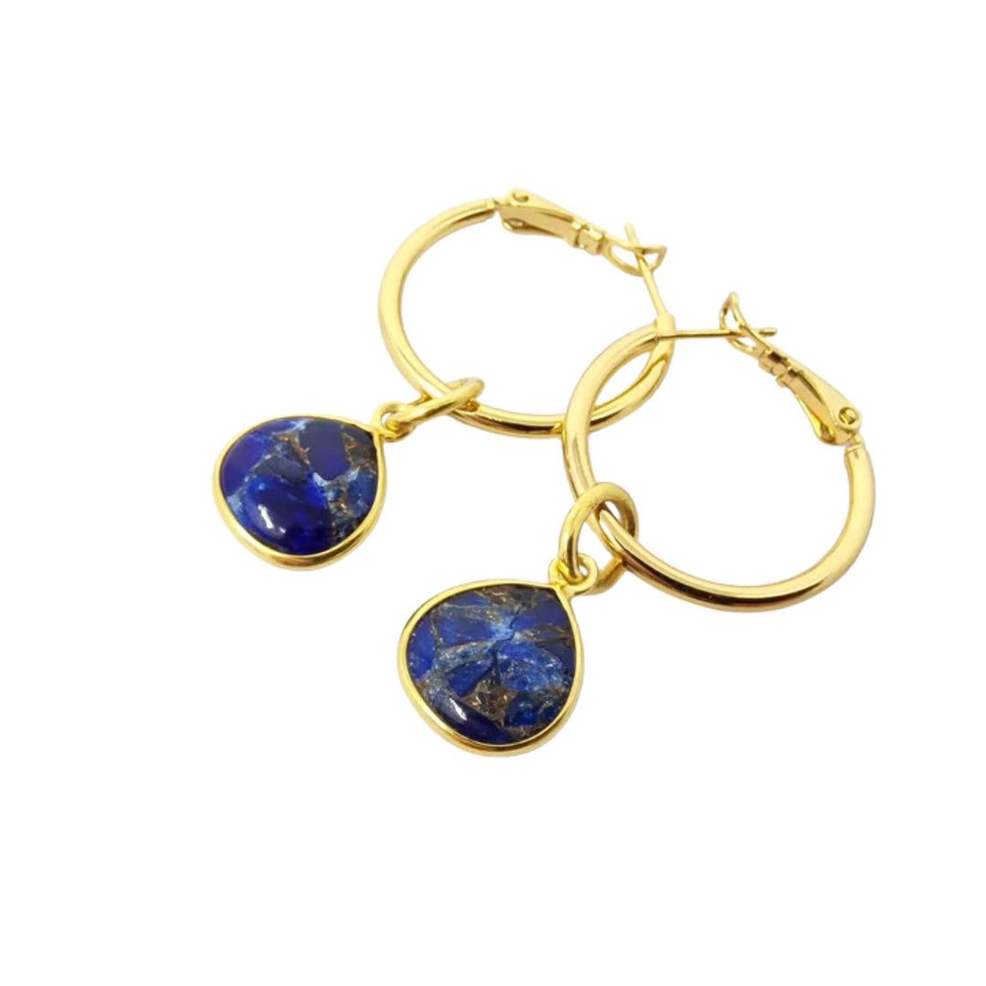 Sapphire September Birthstone Gold Plated Round Hoops