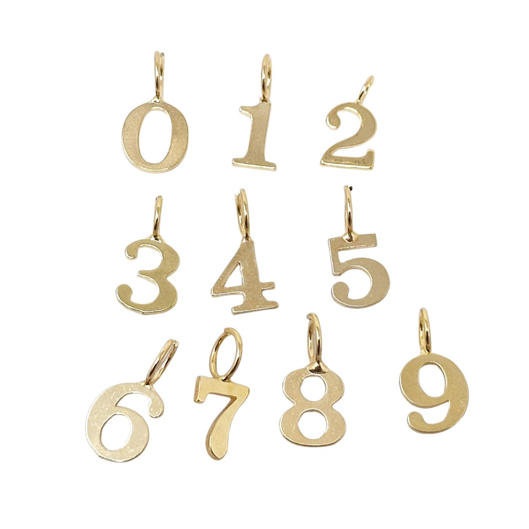 18ct Gold Plated Number Pendant Charm