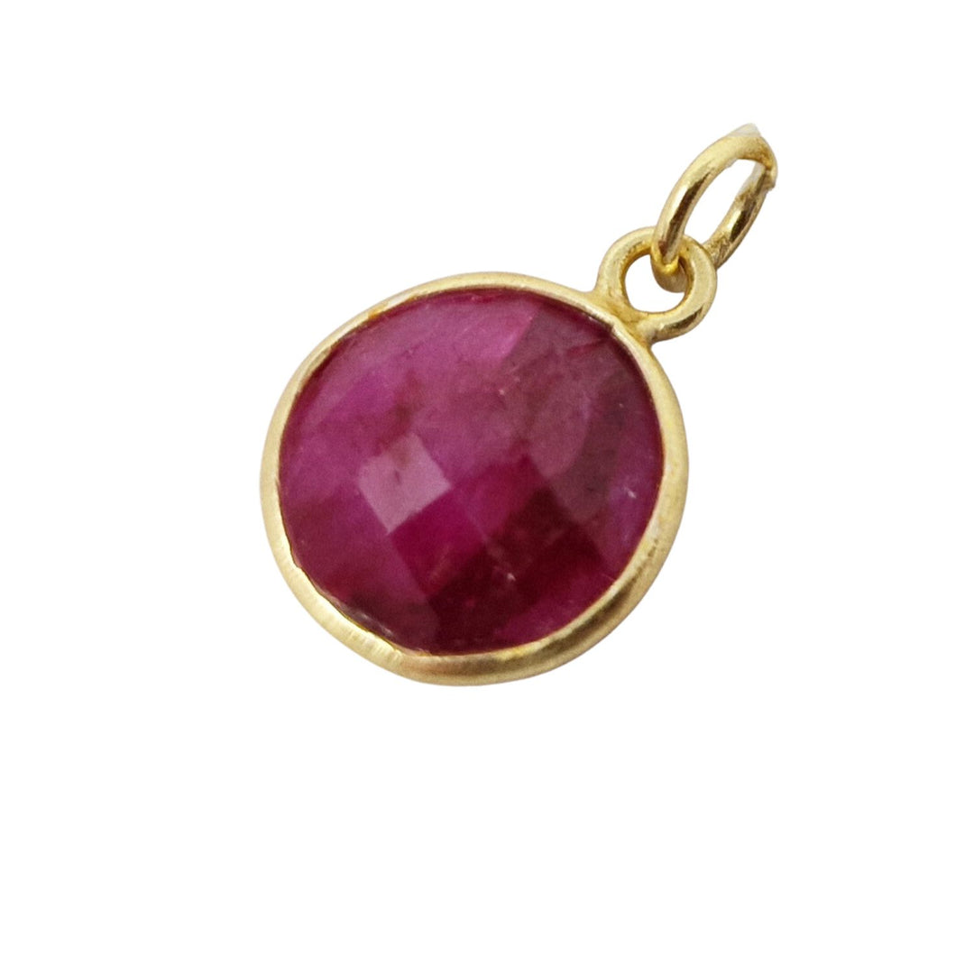 18ct Gold Plated Round Ruby July Birthstone Pendant