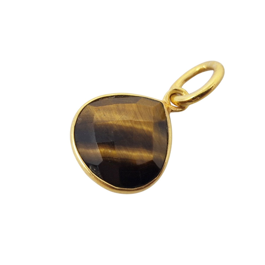 18ct Gold Plated Tiger's Eye Heart Birthstone Pendant