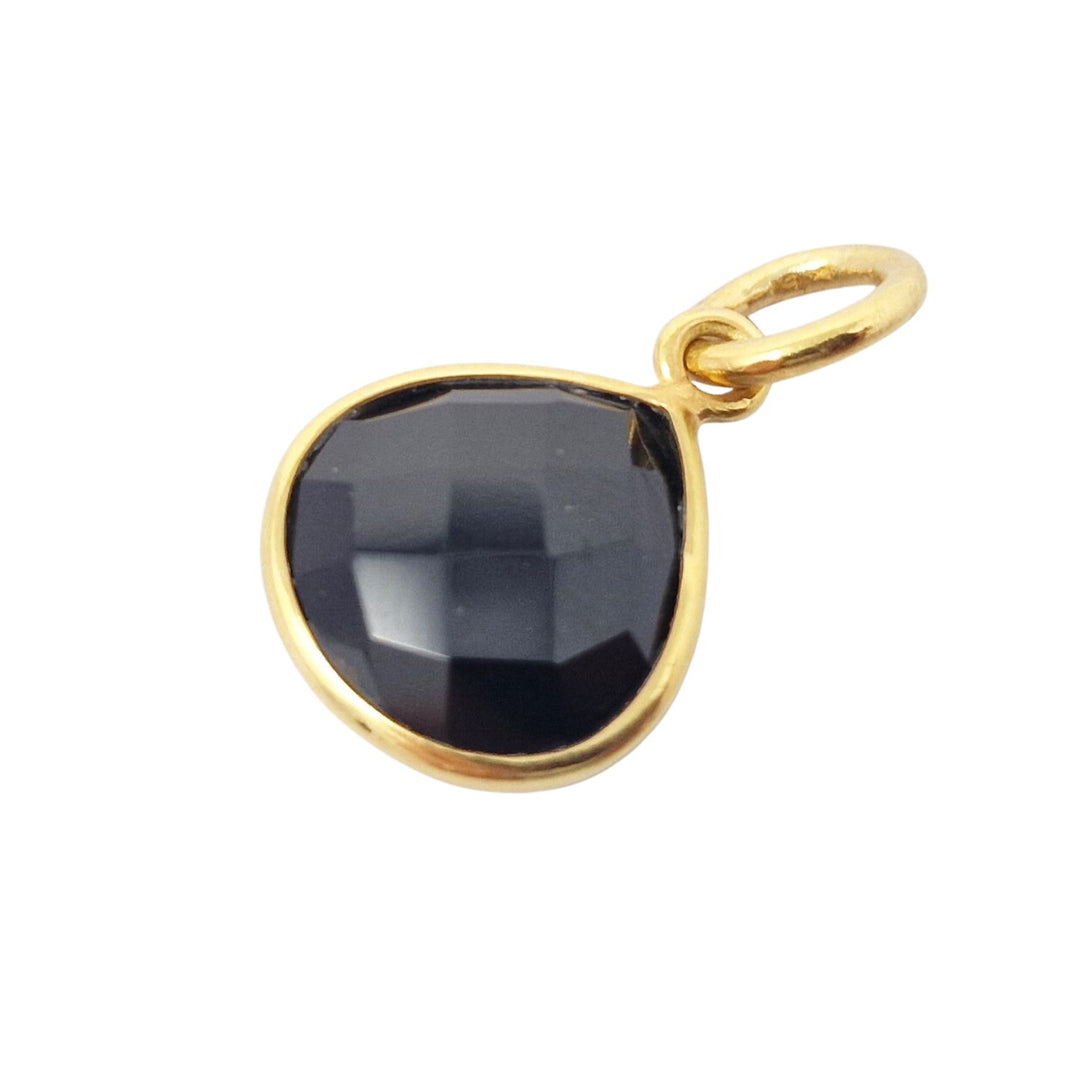 18ct Gold Plated Black Onyx Heart Gemstone Pendant