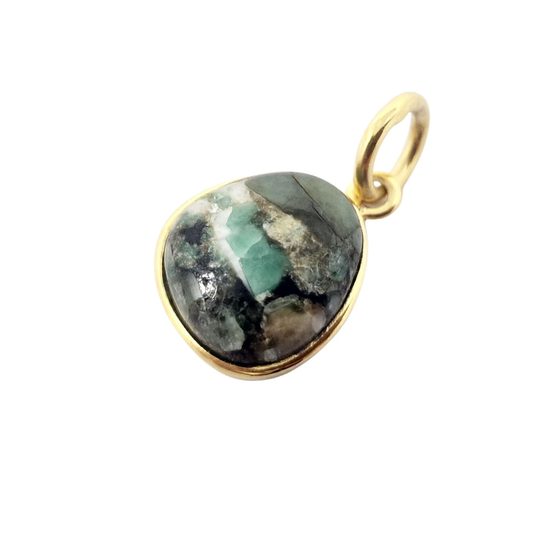18ct Gold Plated Emerald May Birthstone Bezel Pendant