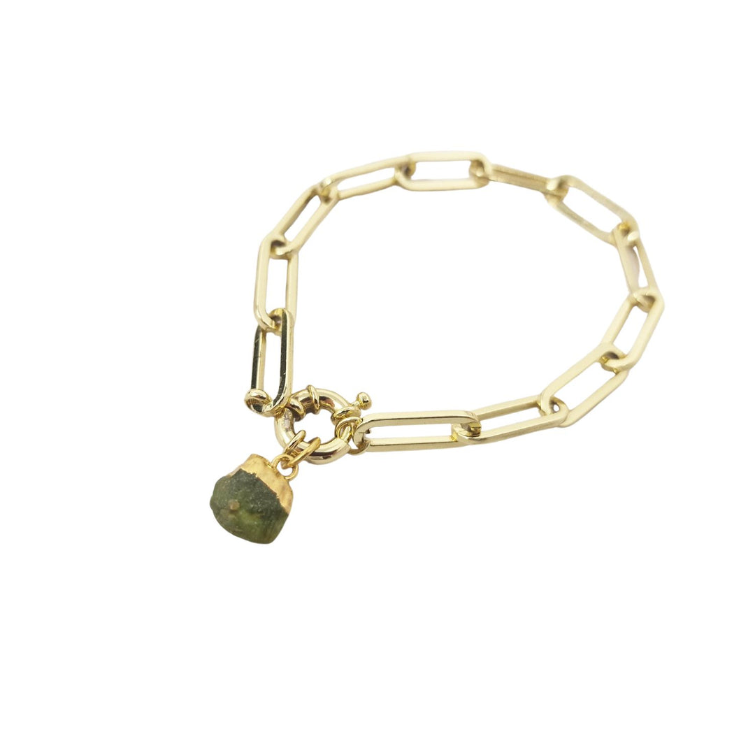 18ct Gold Plated Paperclip Birthstone Bracelet