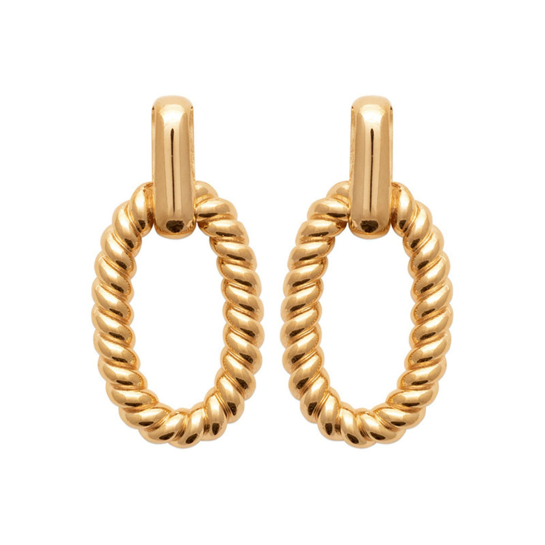 18ct Gold Vermeil Textured Paperclip Earrings