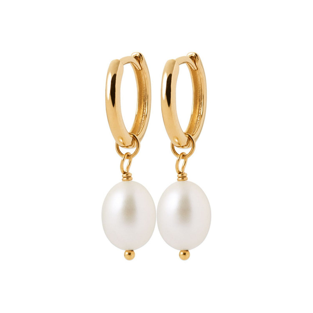 18ct Gold Vermeil Pearl Mini Hoop Huggie Earrings
