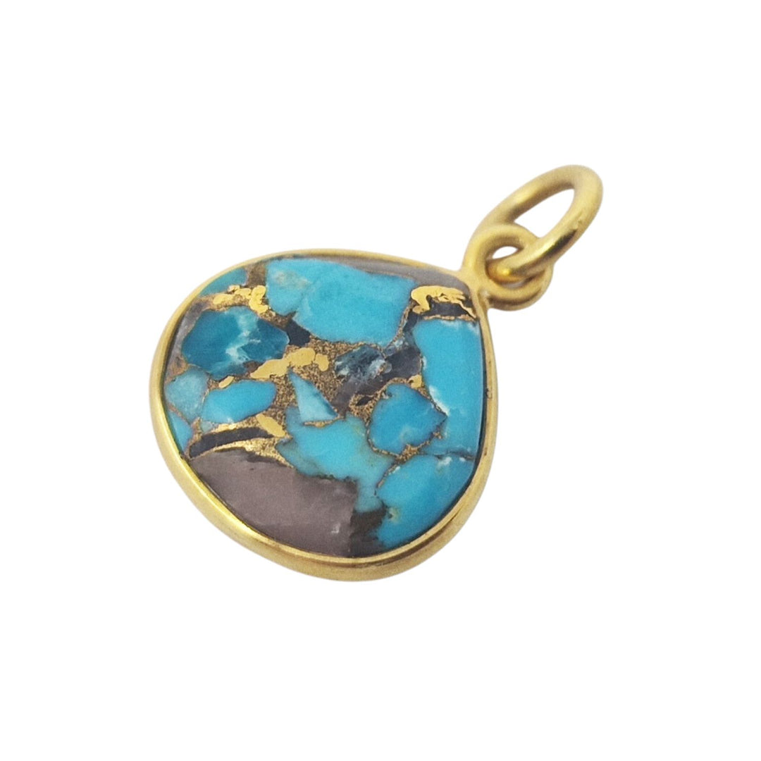18ct Gold Vermeil Round Bezel Pendant Opal & Turquoise