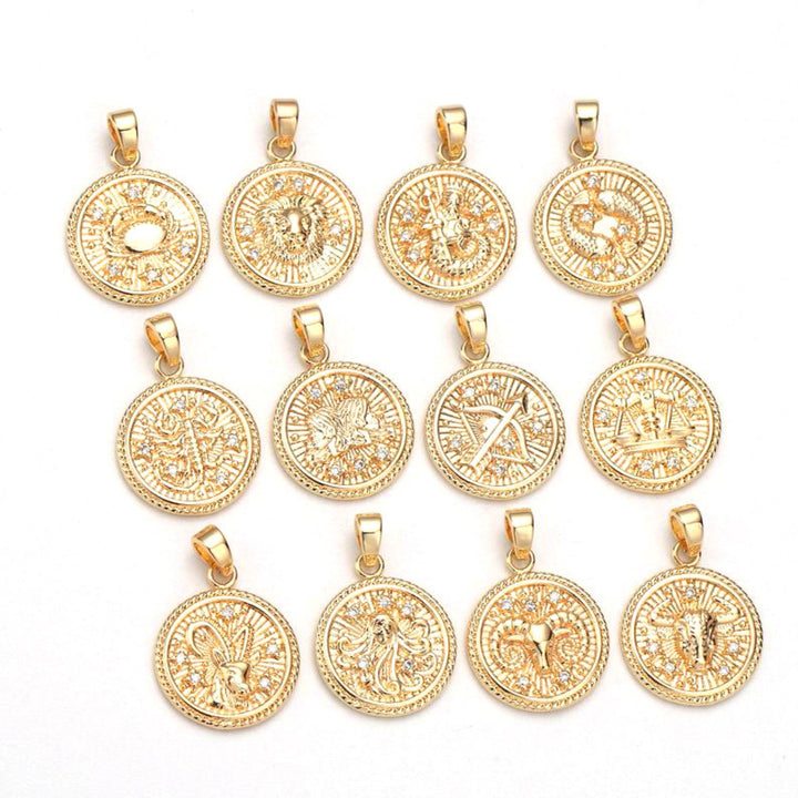 18ct Gold Plated Zodiac Pendant Charms