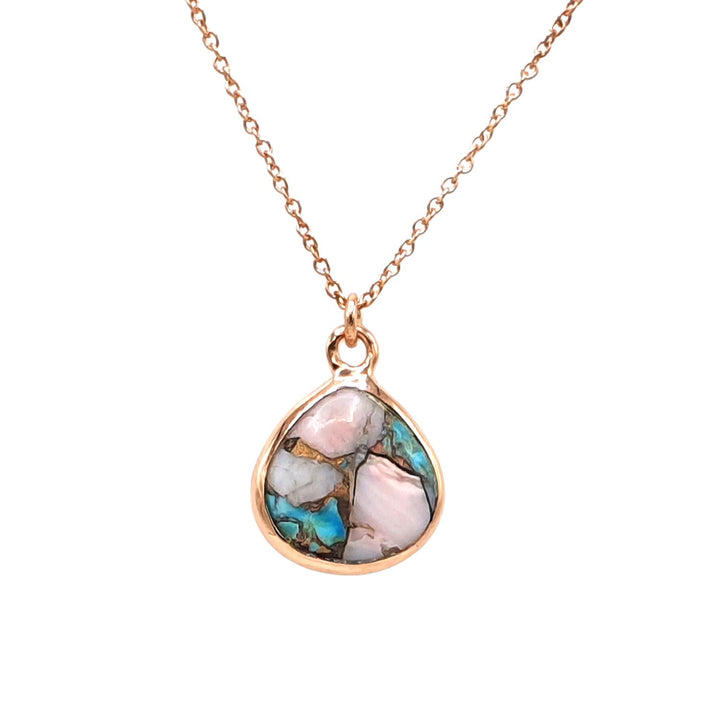 18ct Rose Gold Vermeil Opal And Turquoise Necklace