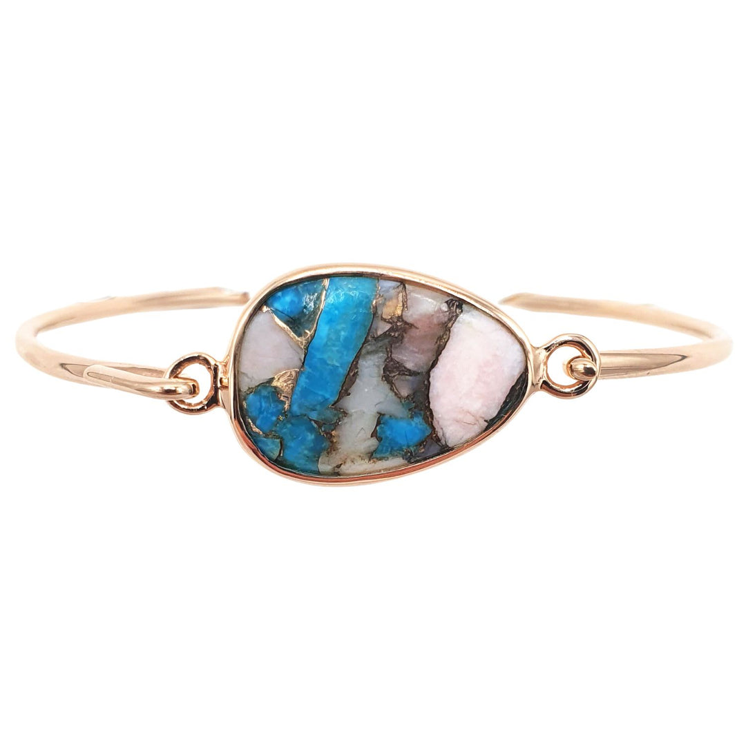 Rose Gold Vermeil Plated Opal And Turquoise Gemstone Bracelet