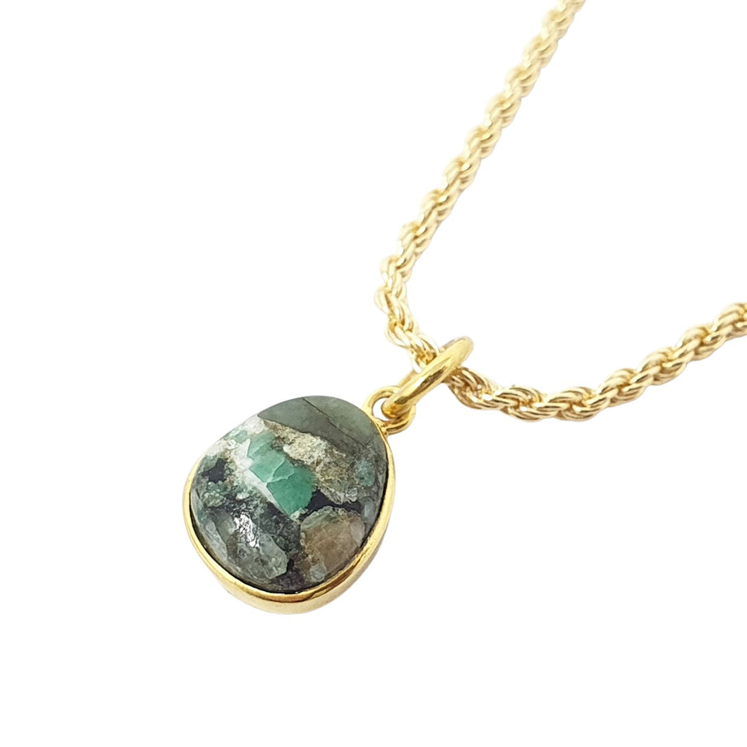 Statement Gold Vermeil Plated Emerald May Birthstone Rope Necklace