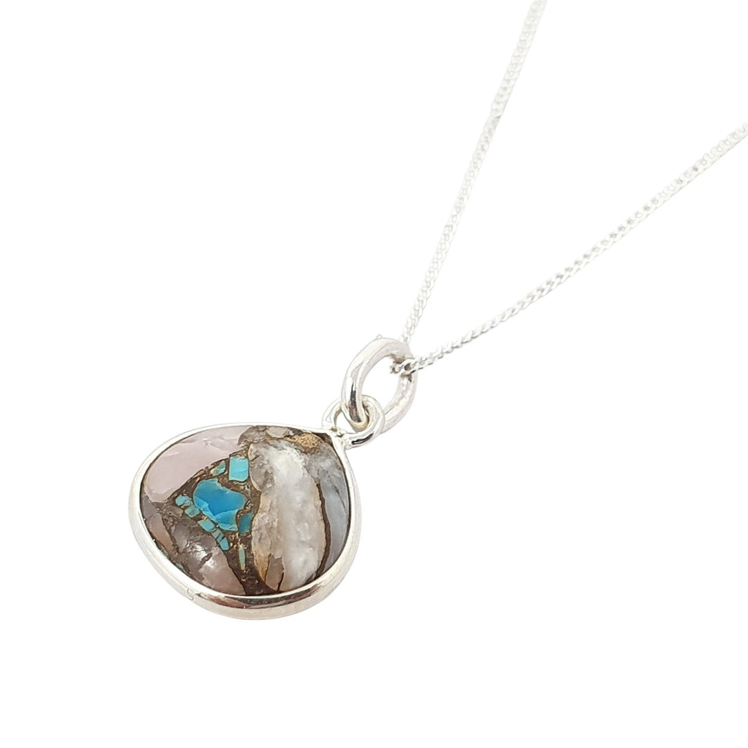Sterling Silver Opal & Turquoise Gemstone Crystal Necklace