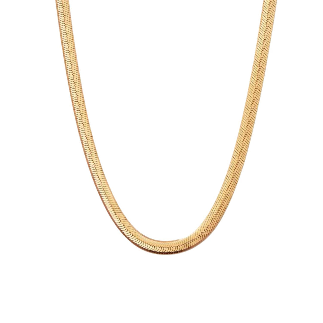 18k Gold Plated Herringbone Chain Necklace