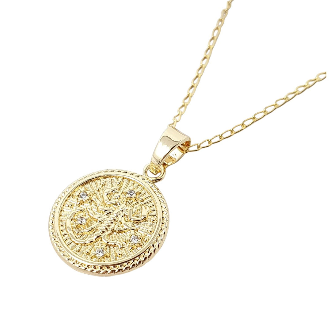 Scorpio Gold Plated Zodiac Astrology Pendant Charm Necklace