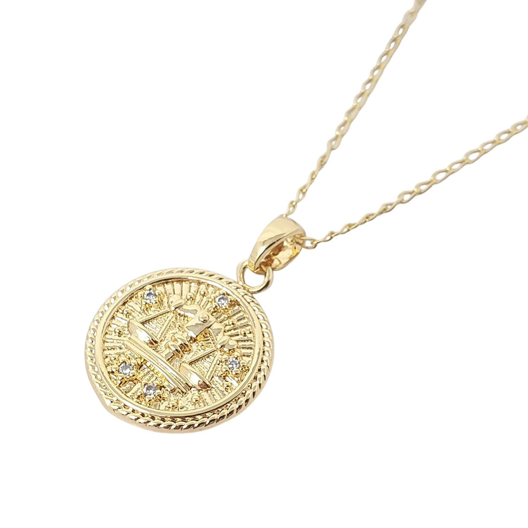 Libra Gold Plated Zodiac Astrology Pendant Charm Necklace
