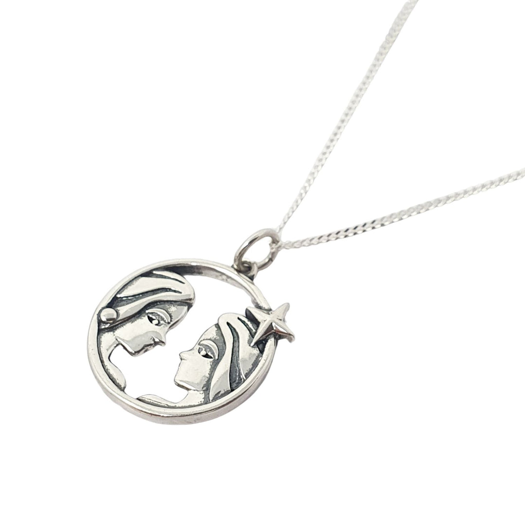 Gemini Zodiac Horoscope Charm Sterling Silver Necklace