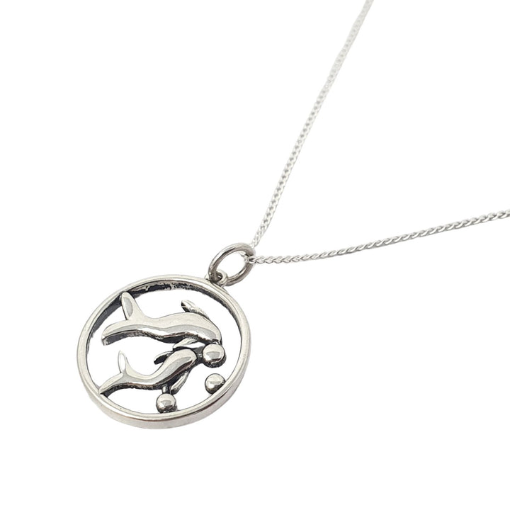 Pisces Zodiac Horoscope Charm Sterling Silver Necklace