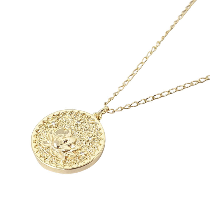 Dainty Lotus Flower Gold Plated Charm Necklace