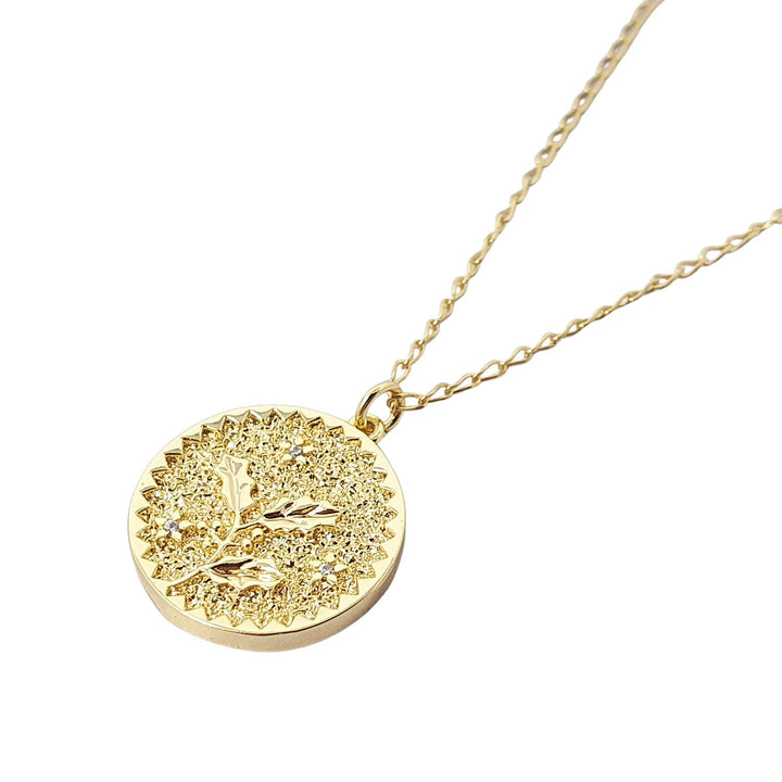 Dainty Holly Flower Gold Plated Charm Necklace