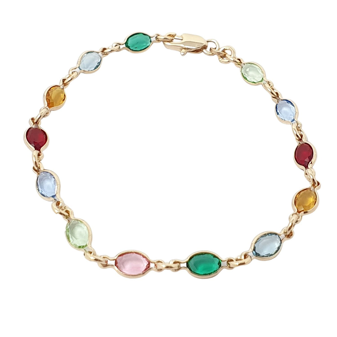 Multicolour Gemstone Crystal Gold Plated Bracelet