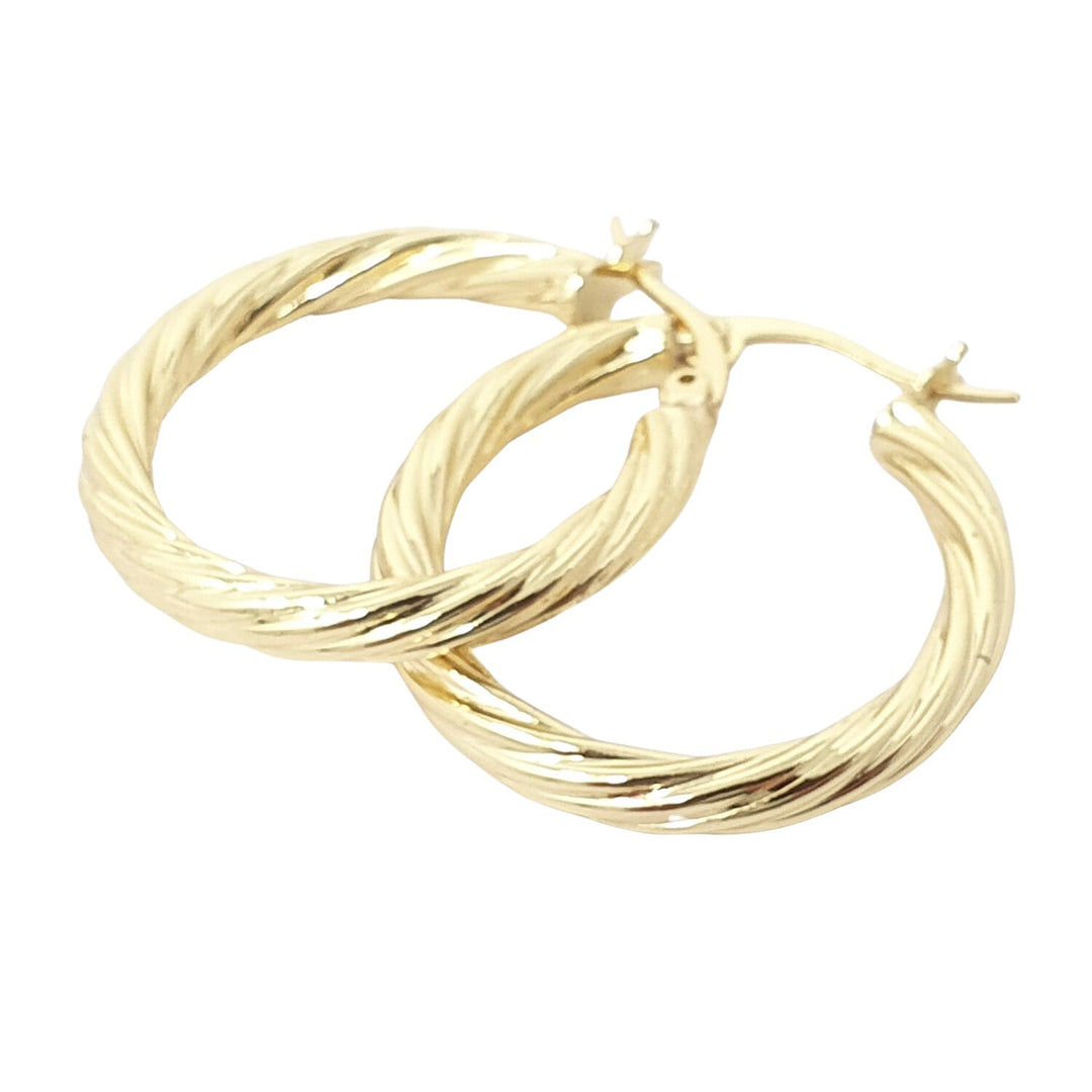 Twisted Gold Plated Round Minimalist Stylish Hoops