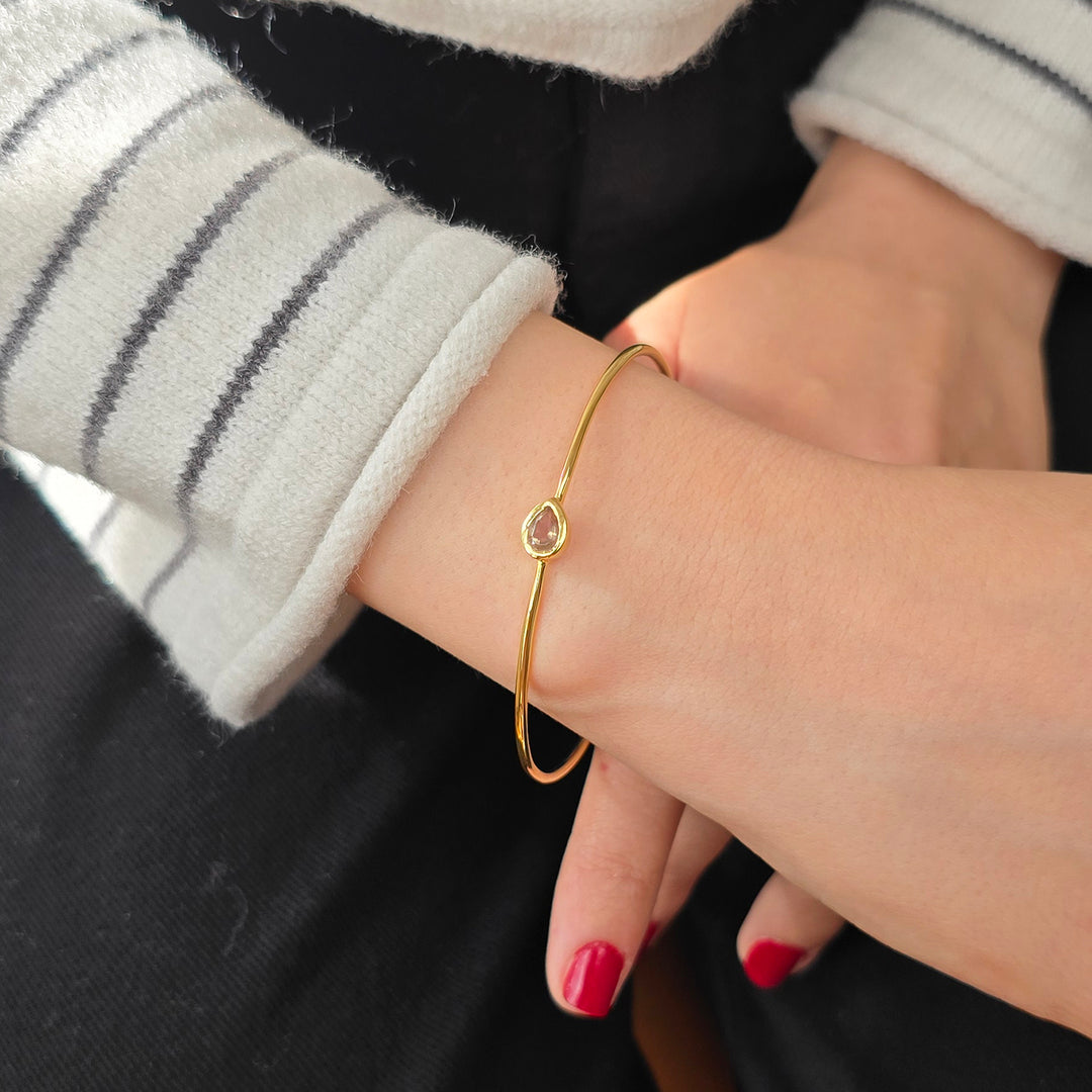 Minimalist Alexandrite June Birthstone Gold Vermeil Bangle