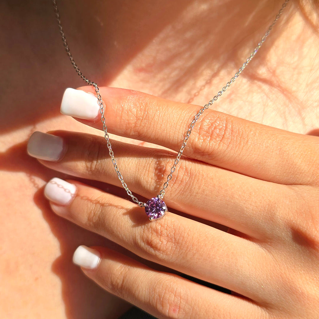 Alexandrite Moissanite Crystal Sterling Silver Necklace