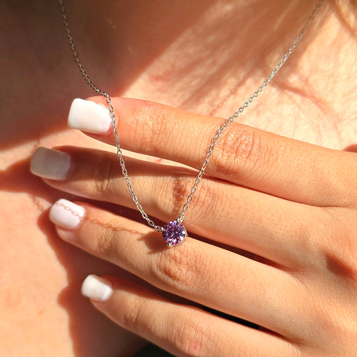 Alexandrite Moissanite Crystal Sterling Silver Necklace