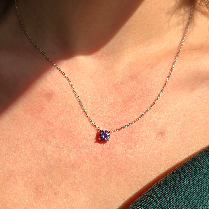 Alexandrite Moissanite Crystal Sterling Silver Necklace