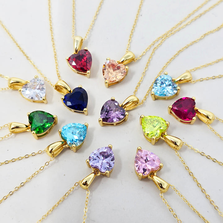 Emerald Love Heart Pendant May Birthstone Necklace