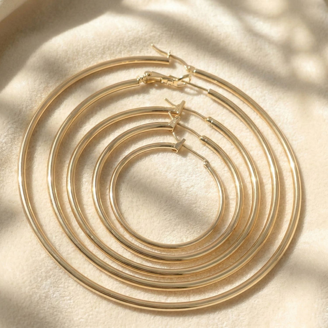 Statement Plain Gold Plated Hoop Earrings